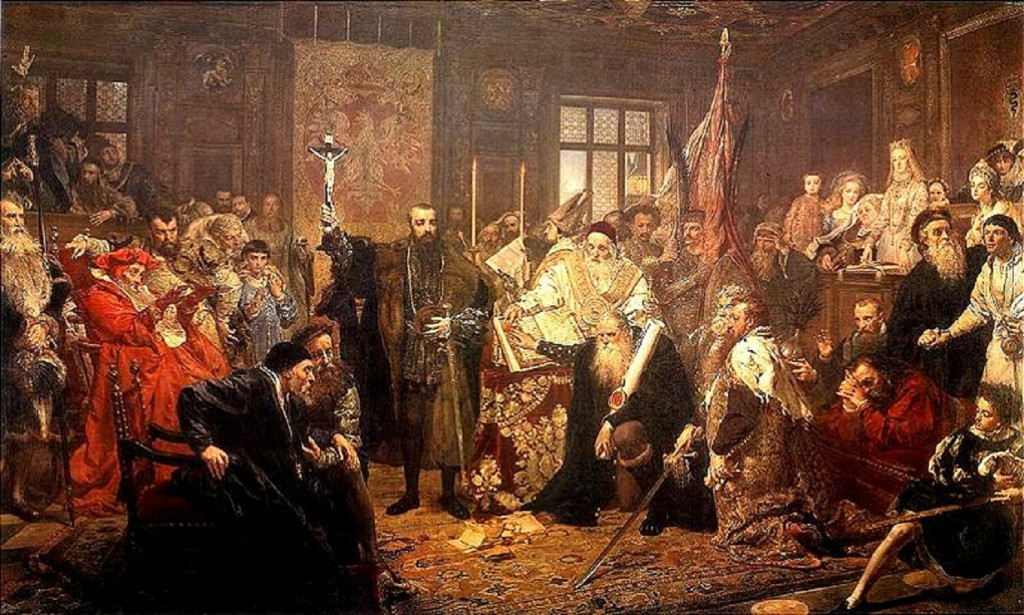 Заключение Люблинской унии 1569 года, объединившей Польшу и Литву, на картине польского художника Яна Матейко