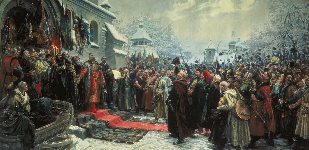 Переяславская рада на картине М.И. Хмелько «Навеки с Москвой, навеки с русским народом» (1654)